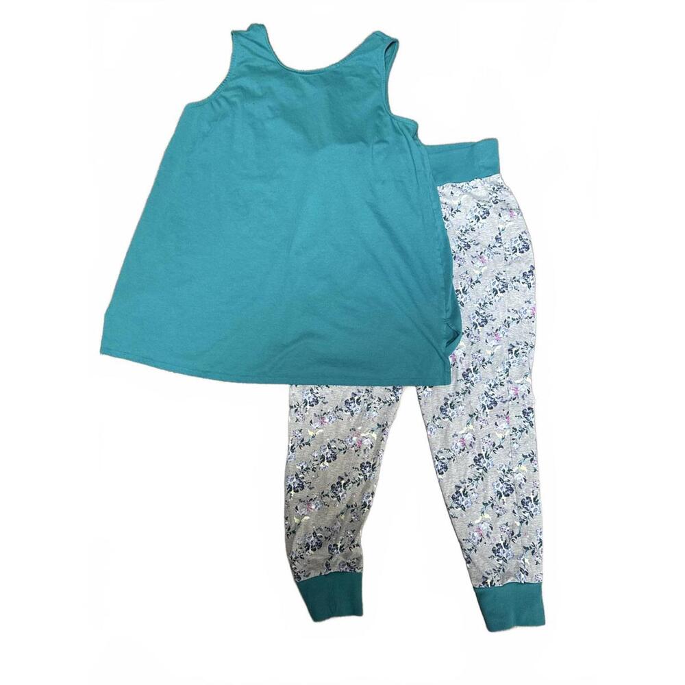 Cacique Teal Tank Pajama Set with Floral Print Pants